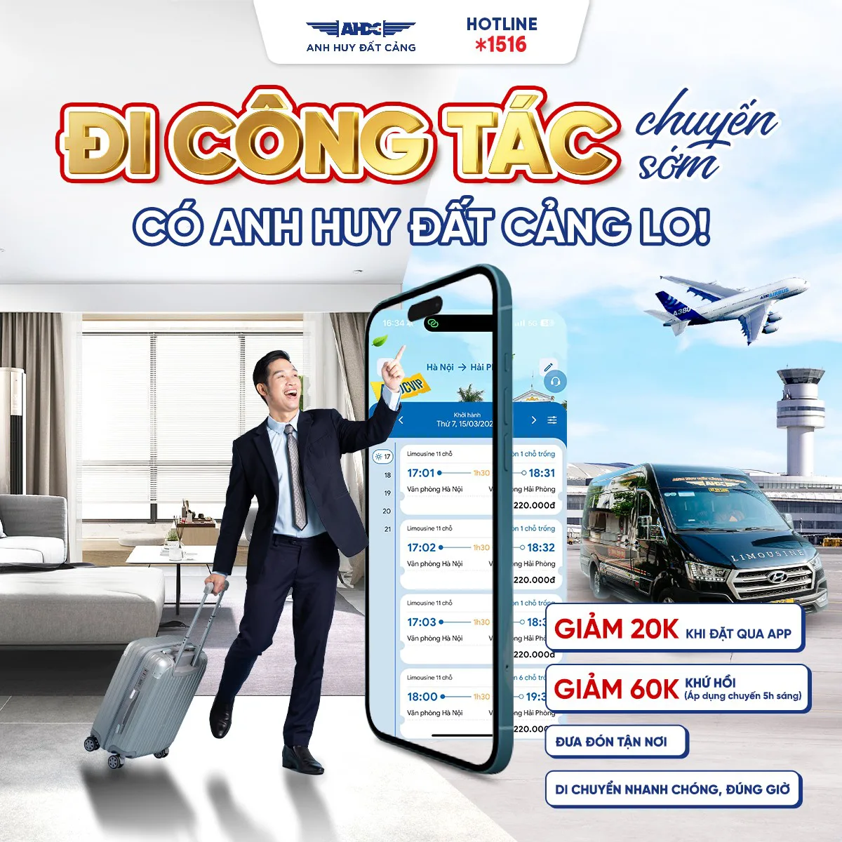 Đi công tác chuyến sớm thuận tiện cùng Anh Huy Đất Cảng